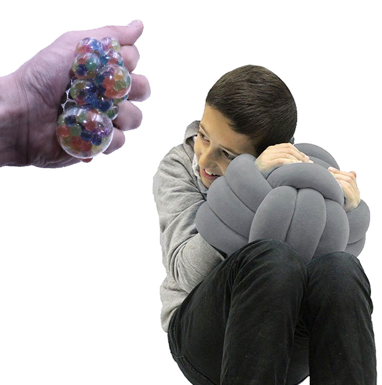 Grey Cuddle Ball Sensory Pillow & Stress Ball Soft Bundle